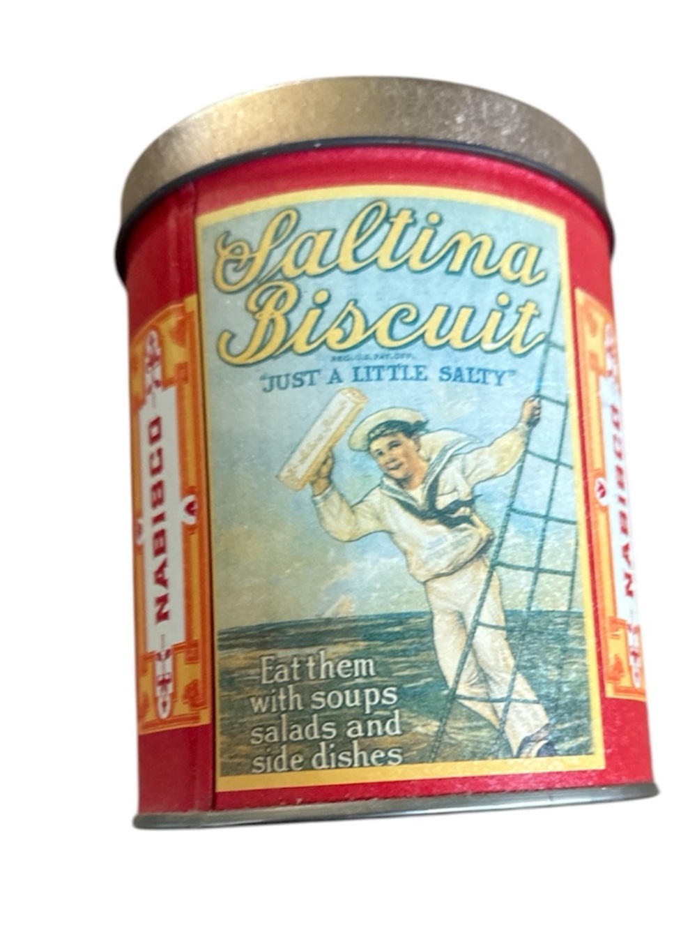 Saltina Biscuit Vintage Tin Canister - Red & Cream